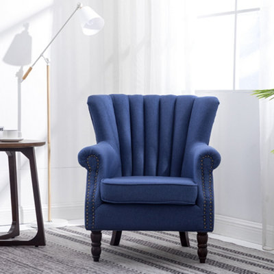 Blue Accent Armchair Modern Velvet Single Sofa for Living Room