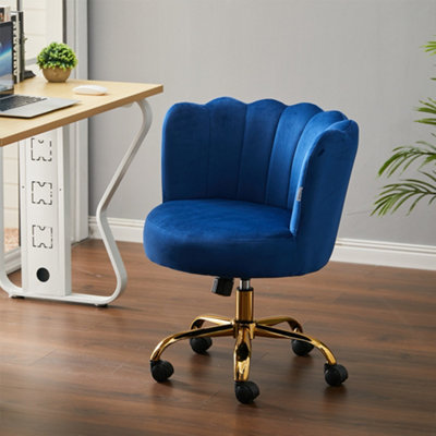 Blue Adjustable Modern Scalloped Home Ergonomic Office Chair with Wheels