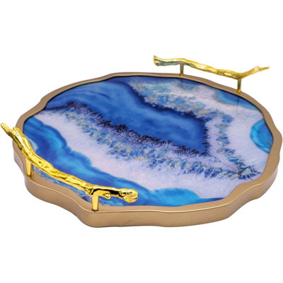Vintage agate tray　W17.5cm Lサイズ Blue Agate-Style Decorative Tray