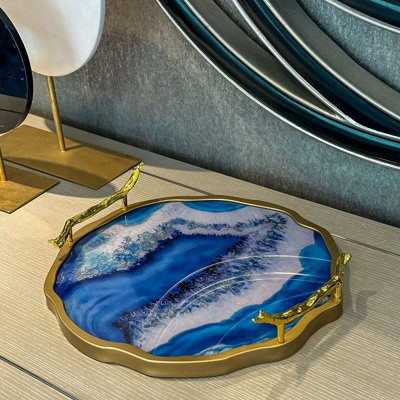 Blue Agate-Style Decorative Tray