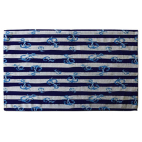 Blue Anchors on Navy Striped Background (Bath Towel) / Default Title
