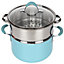Blue and Dove Grey Induction 10 Pcs Cookware Set Non Stick Frying Pan Saucepan