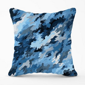 Blue And Grey Canvas Brushstrokes Outdoor Cushion 45cm x 45cm