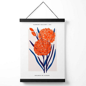 Blue and Orange Allium Flower Market Exhibition Medium Poster with Black Hanger