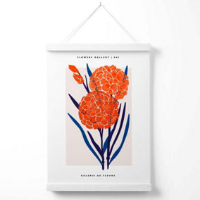 Blue and Orange Allium Flower Market Exhibition Poster with Hanger / 33cm / White