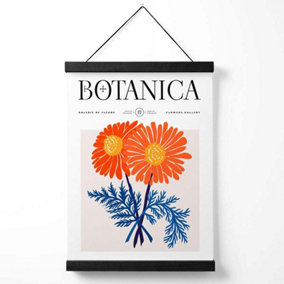 Blue and Orange Chrysanthemum Flower Market Exhibition Medium Poster with Black Hanger