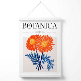 Blue and Orange Chrysanthemum Flower Market Exhibition Poster with Hanger / 33cm / White