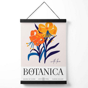 Blue and Orange Florals Flower Market Exhibition Medium Poster with Black Hanger