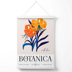 Blue and Orange Florals Flower Market Exhibition Poster with Hanger / 33cm / White