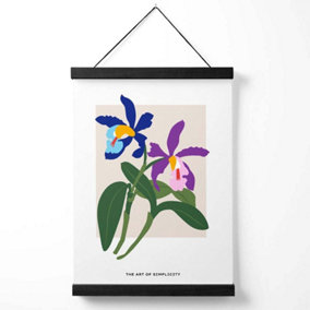 Blue and Purple irises Flower Market Simplicity Medium Poster with Black Hanger