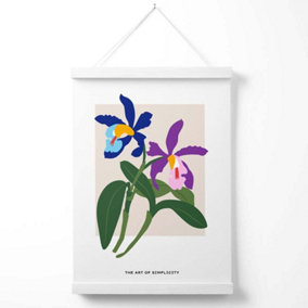 Blue and Purple irises Flower Market Simplicity Poster with Hanger / 33cm / White