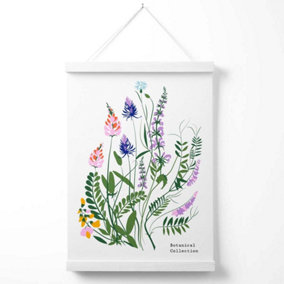 Blue and Purple Wild Flowers Flower Market Simplicity Poster with Hanger / 33cm / White
