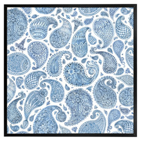Blue and white bo ho world (Picutre Frame) / 12x12" / Brown