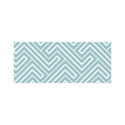 Blue And White Geometric Pattern Glass Bathroom Splashback
