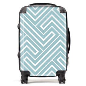Blue And White Geometric Pattern Suitcase - Cabin