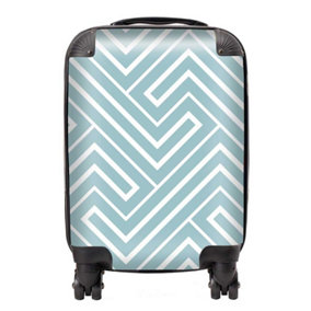 Blue And White Geometric Pattern Suitcase - Small