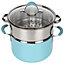 Blue and White Induction 14 Pcs Kitchen Non Stick Cookware Set Frying Pan Steamer Pot Saucepan