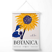 Blue and Yellow Sunflower Flower Market Exhibition Poster with Hanger / 33cm / White