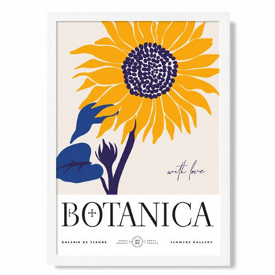 Blue and Yellow Sunflower Flower Market Exhibition Poster with Hanger / 33cm / White