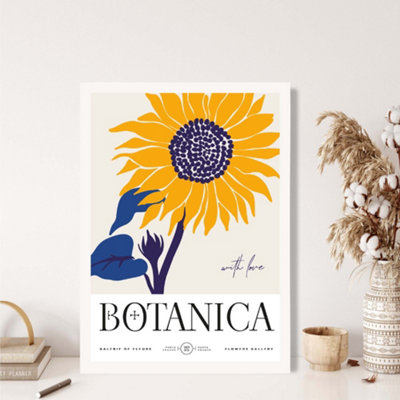 Blue and Yellow Sunflower Flower Market Exhibition Poster with Hanger / 33cm / White