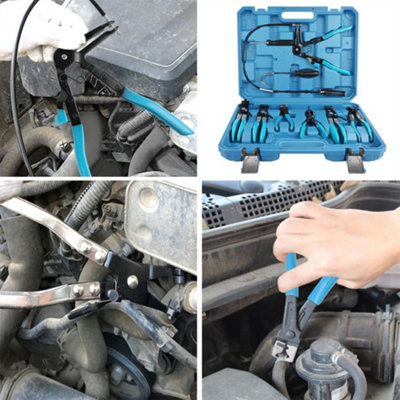 Blue Automotive Flexible Hose Clamp Clip Pliers Tool Set Swivel Jaw ...