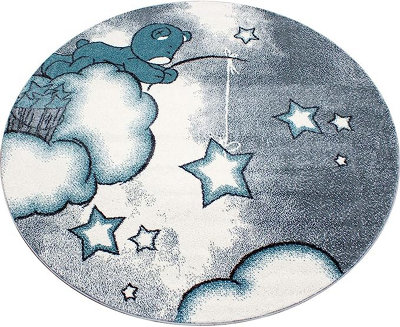 Blue Baby Bear Stars Circle Rug - Kids - 120cm