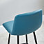 Blue bar stool modern style in faux leather with foot rest black legs Ripley Bar Stool - Teal (Set of 2)