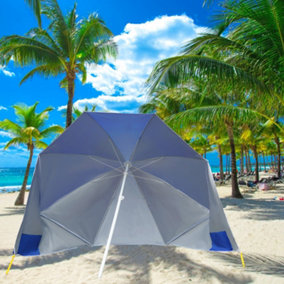 Blue Beach Carp Sea Fishing Umbrella Brolly Shelter Bivvy Sun Shade Wind Breaker