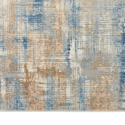 Blue Beige Abstract Modern Easy to Clean Rug for Living Room Bedroom and Dining Room-97cm X 152cm
