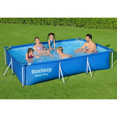 Blue Bestway Steel Pro Rectangular Frame Swimming Pool 300x201x66 cm