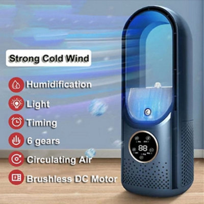 Blue Bladeless Air Cooler with Digital Display