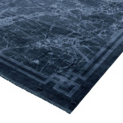 Blue Border Luxurious Modern Abstract Bordered Easy to clean Living Room and Bedroom Rug-120cm X 180cm