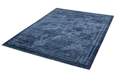 Blue Border Luxurious Modern Abstract Bordered Easy to clean Living Room and Bedroom Rug-120cm X 180cm - 3