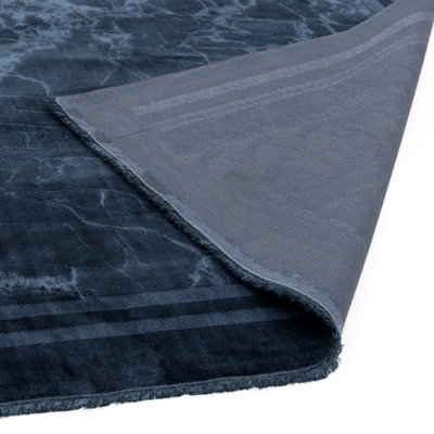 Blue Border Luxurious Modern Abstract Bordered Easy to clean Living Room and Bedroom Rug-120cm X 180cm - 4