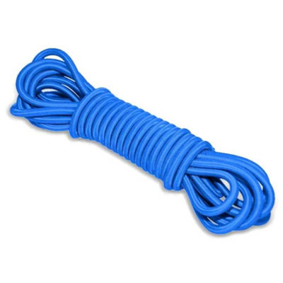 Blue Bungee Cord - 10 m / 32 ft of 4 mm Bungee Rope, Shock Cord, Bungee Strap, Elastic Rope, Tie Down - Stretch at least 100%