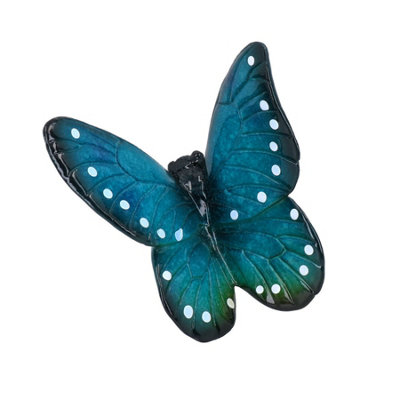 Blue Butterfly Resin Wall Mount Shed Sculpture Statue Ornament House Garden