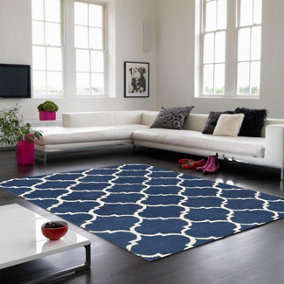 Blue Camel Luxurious Modern Geometric Handmade Rug For Living Room Bedroom & Dining Room-120cm X 170cm