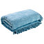 Blue Candlewick Bedspread - Soft & Lightweight 100% Cotton Bedding with Wave Design & Fringed Edges - Size King, 230 x 220cm