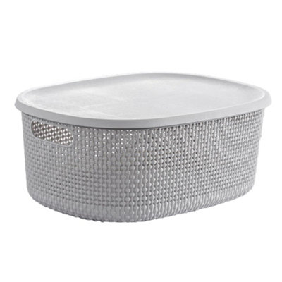 Blue Canyon Medium Storage Box & Lid Light Grey (15cm x 29cm x 39cm)