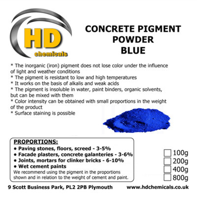 BLUE Cement Concrete Pigment Powder Dye 800g