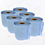 Blue Centrefeed Paper Roll 300 Sheet pack of 6 - 2ply Cleaning Towel Blue Roll Embossed