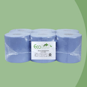 Blue Centrefeed Paper Roll 60M pack of 6 - 2ply Cleaning Towel Blue Roll