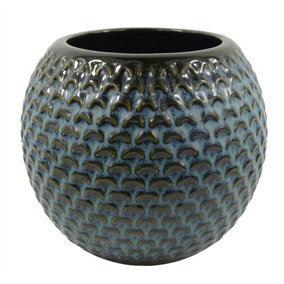 Blue Ceramic Plant Pot 15 x 15 x 12.5cm