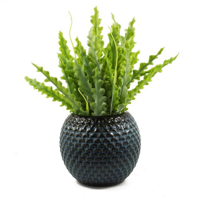 Blue Ceramic Plant Pot 15 x 15 x 12.5cm
