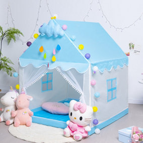 Blue Children's Indoor Princess Castle with Cotton Ball Playhouse Tent
