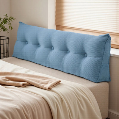Blue Corduroy Wedge-Shaped Removable Pillow 150cm W x 20cm D x 50cm H