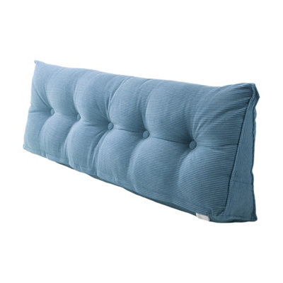 Blue Corduroy Wedge-Shaped Removable Pillow 150cm W x 20cm D x 50cm H