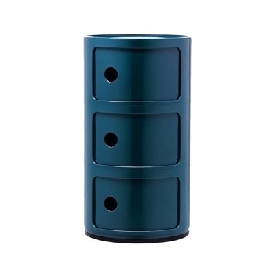Blue Cylindrical Multi Tiered Plastic Bedside Storage Drawers Unit Drawer Bedside Chest 58cm H