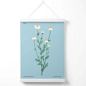 Blue Daisies Flower Market Minimalist Poster with Hanger / 33cm / White