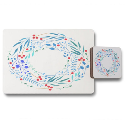 Blue Decorative Reath (Placemat & Coaster Set) / Default Title